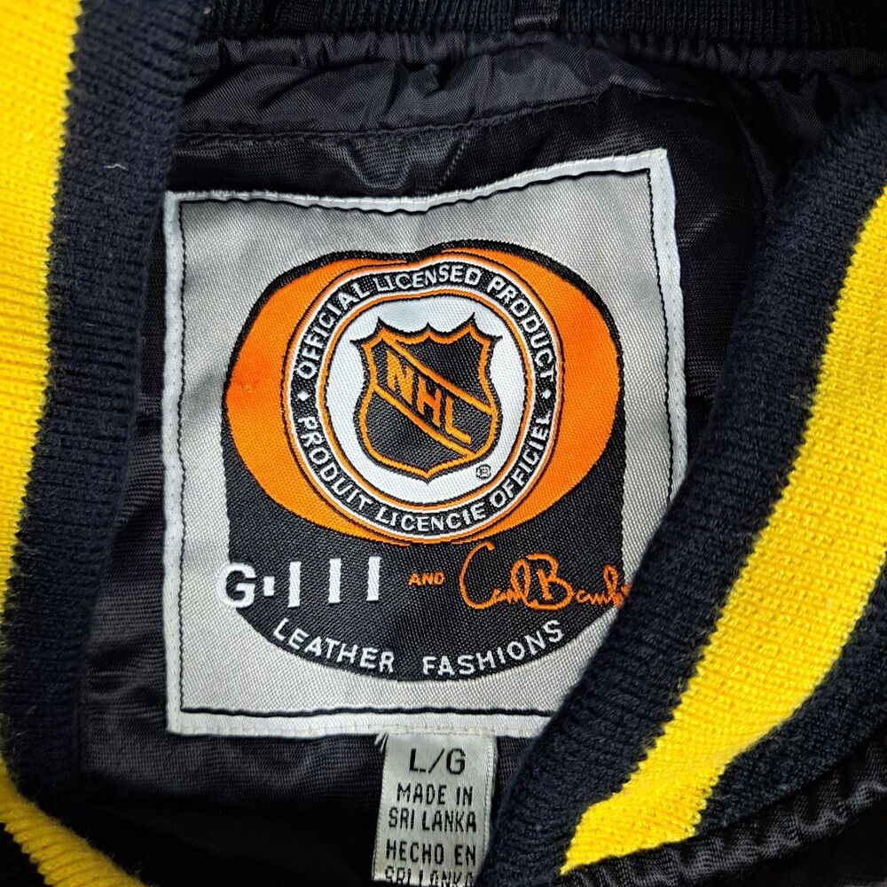 Vtg Boston Bruins G-III & Carl Banks Satin Bomber Jacket Mens L NHL Snap Up - Picture 9 of 16